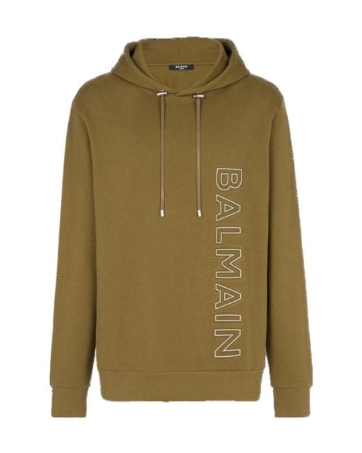 Balmain Green Reflective Logo Hoodie for men