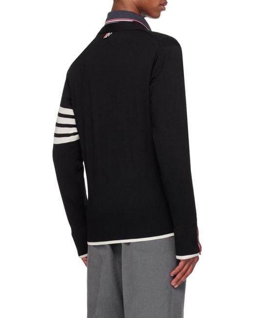 Thom Browne Black Bar V-Neck Cardigan for men