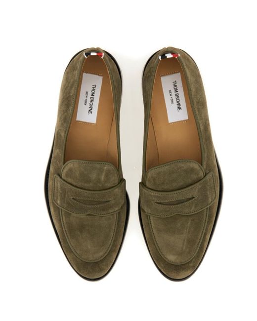 Thom Browne Green Rwb Striped Varsity Penny Loafers for men