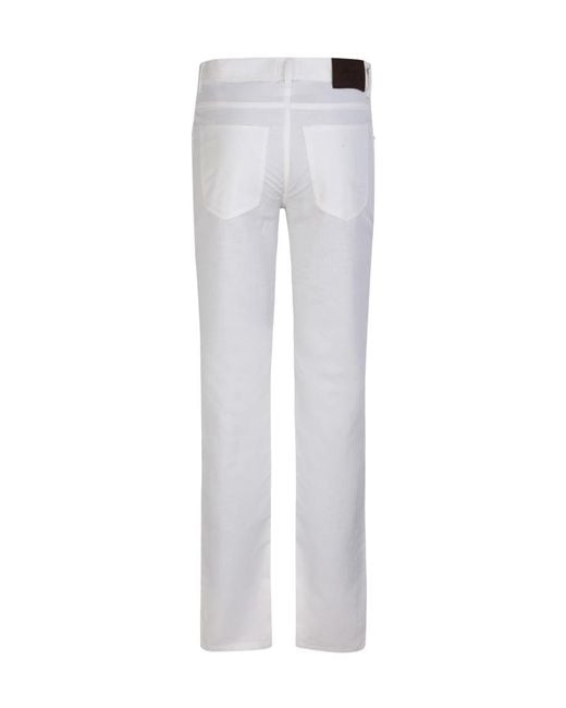 Brioni White Regular Fit Mid Rise Trousers for men