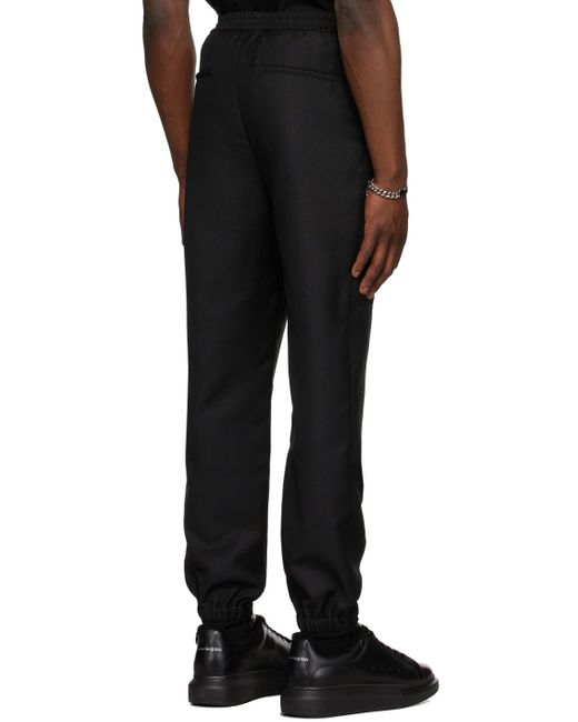 McQueen Black High-Waist Straight Leg Trousers for men
