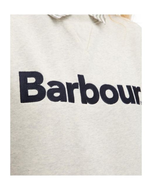 Barbour White Logo Crew Neck Sweatshirt