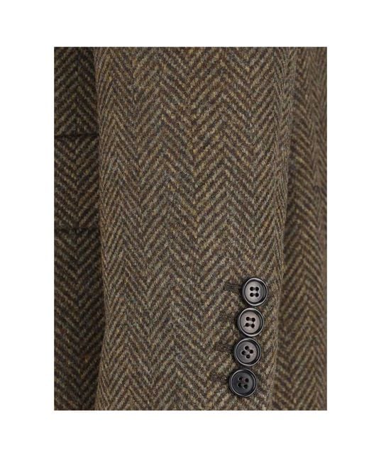 sunflower Brown Herringbone Double-Breasted Coat for men