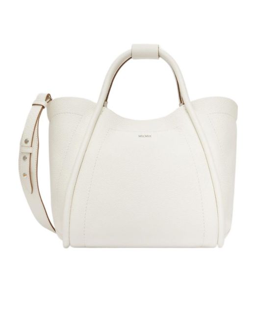 Max Mara White Logo Plaque Top Handle Bag