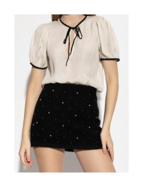 FRAME Natural Polka-Dot Tie Blouse