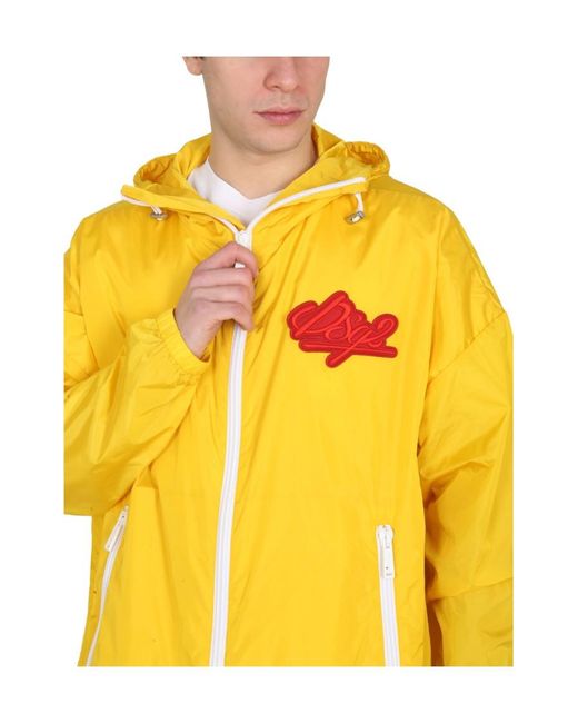 DSquared² Yellow Logo Patch Zipped Jacket for men