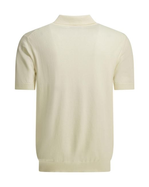 Baracuta White Fine Knit Polo Shirt for men