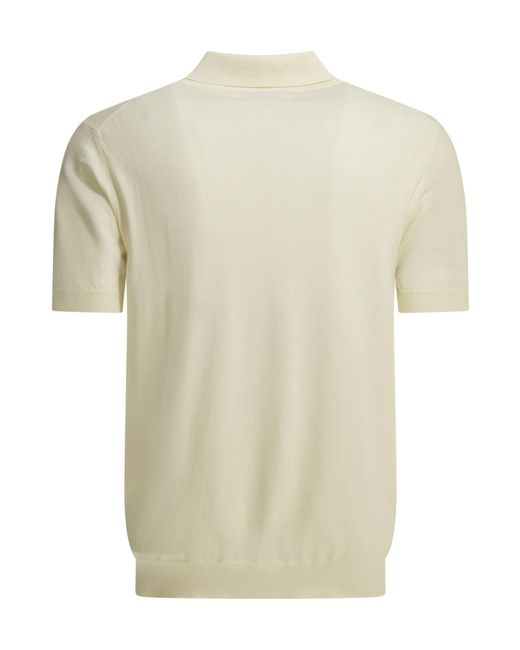 Baracuta White Fine Knit Polo Shirt for men