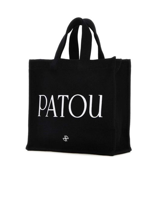 Patou Black Small Logo-Printed Top Handle Bag