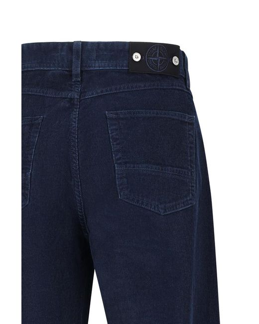 Stone Island Blue Logo Patch Straight-Leg Pants for men