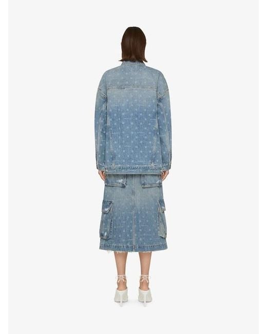Givenchy Blue 4G Motif Denim Skirt
