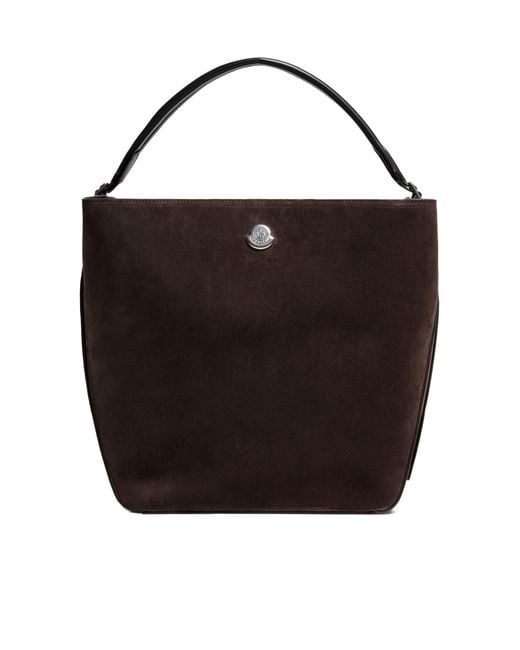 Moncler Black Carlo Suede Shoulder Bag