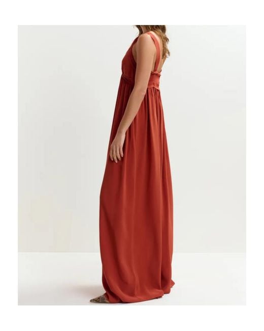 Essentiel Antwerp Red Jacobean Empire Maxi Dress
