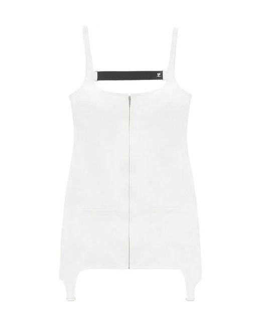 Courreges White Strap-Detail Suspenders Mini Dress