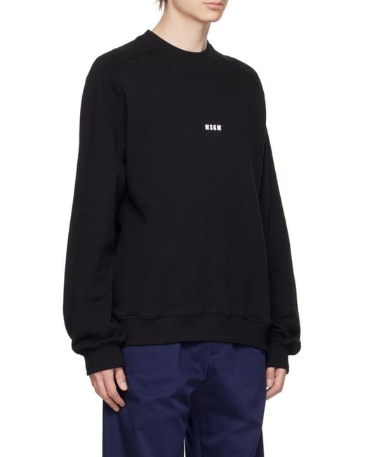 MSGM Black Logo Printed Crewneck Sweatshirt for men