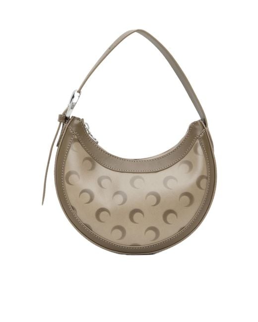 MARINE SERRE Gray Faded Leather Moon Eclips Mini Bag