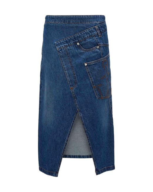 J.W. Anderson Blue Jw Anderson Logo Patch Twisted Midi Skirt
