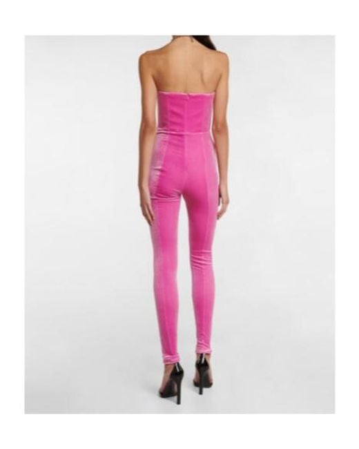 Alex Perry Pink Strapless Velvet Jumpsuit