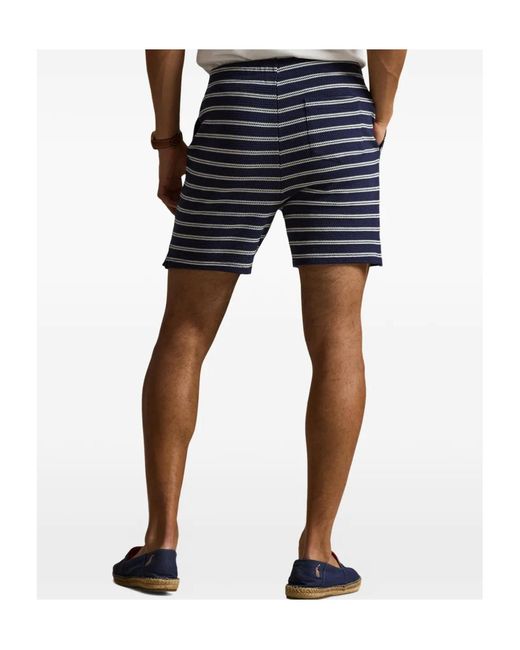 Polo Ralph Lauren Blue Drawstring Striped Shorts for men