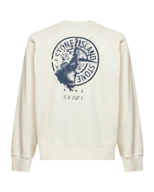 Stone Island White Long Sleeve Crewneck Sweatshirt for men