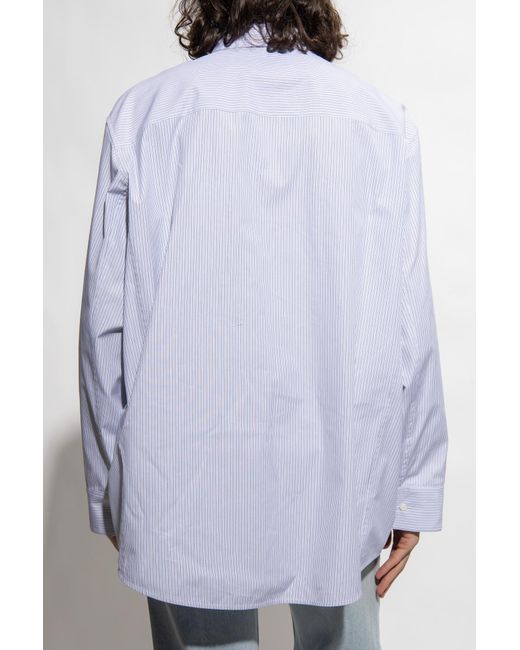 Jil Sander Blue Striped Cotton Shirt for men