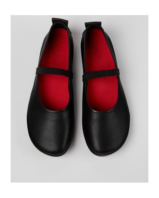 Camper Black Right Nina Leather Ballerina Shoes