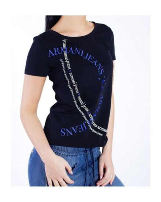 Armani Jeans Blue Logo Details T-Shirt