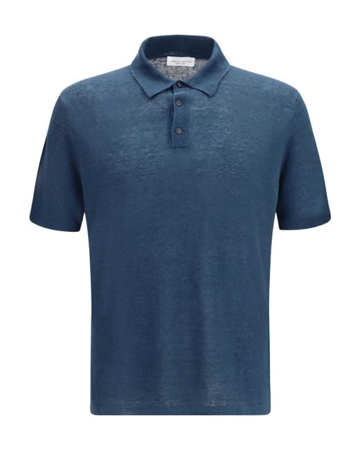 Roberto Collina Blue Lightweight Linen Polo Shirt for men