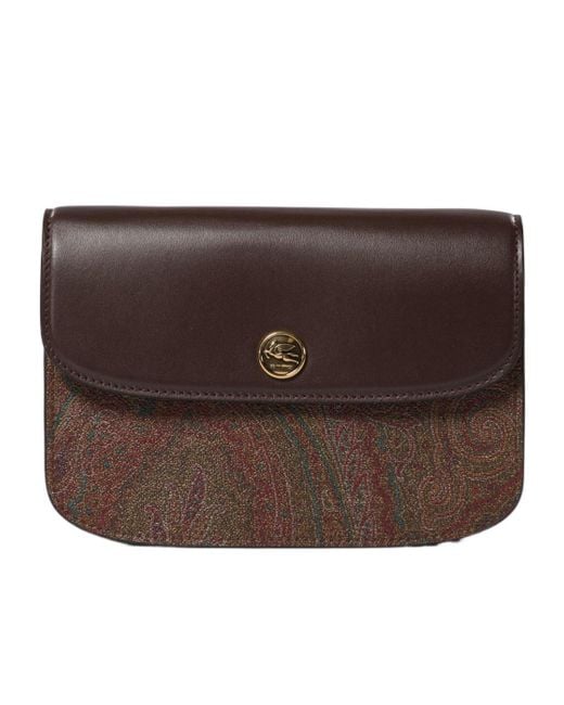 Etro Brown Logo Plaque Shoulder Bag