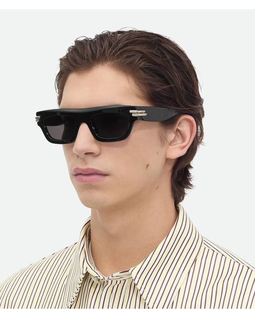 Bottega Veneta Black Eyewear Rectangle Frame Sunglasses for men