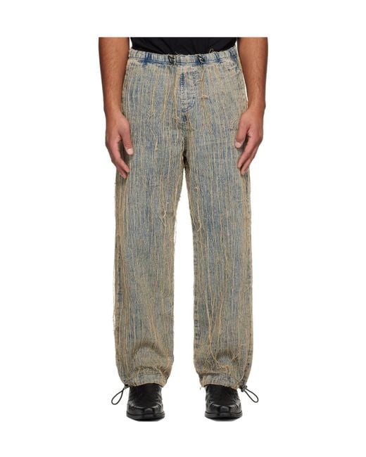 DIESEL Gray D-Martial Frayed-Detail Jeans for men