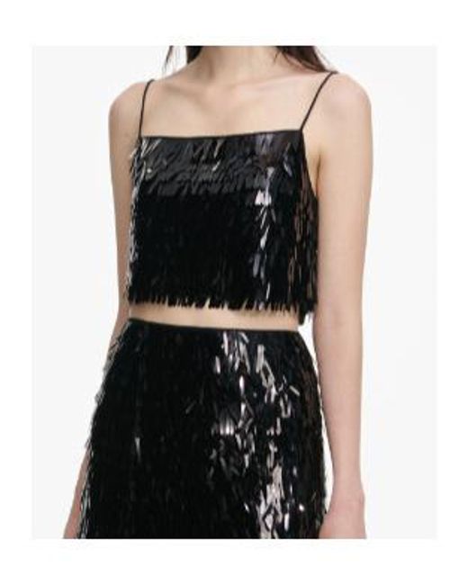 Self-Portrait Black Sequin Embellished Top