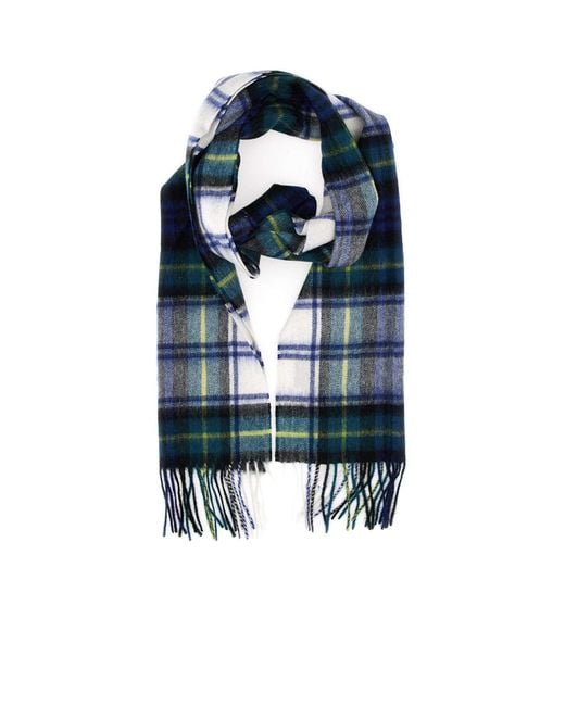 Barbour Blue Tartan Fringed Edges Scarf for men