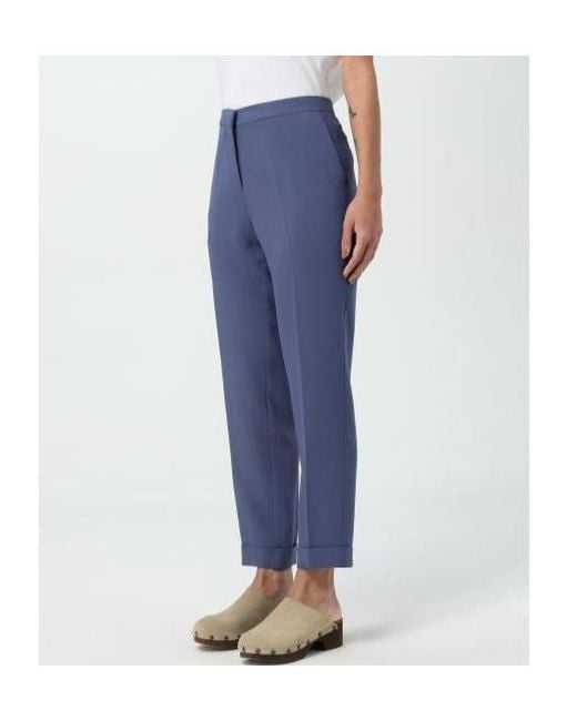 Etro Blue Mid-Rise Tailored Cady Cigarette Trousers
