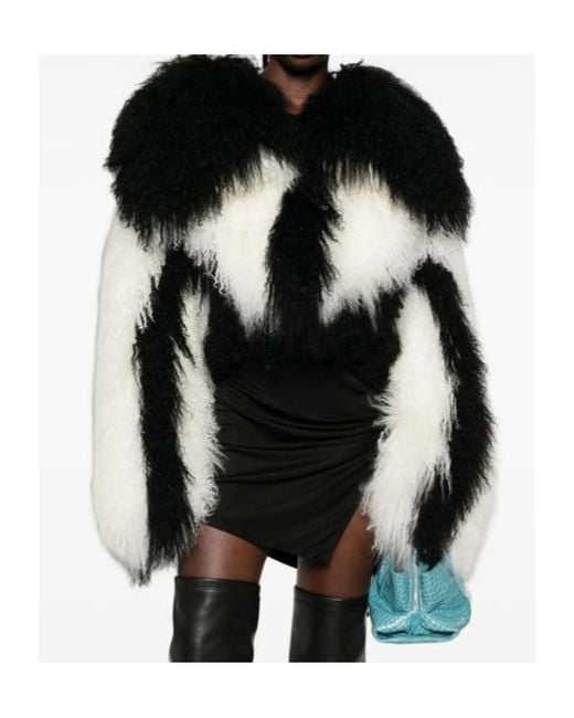 The Attico Black The Oversized Fit Patterned Shearling Jacket