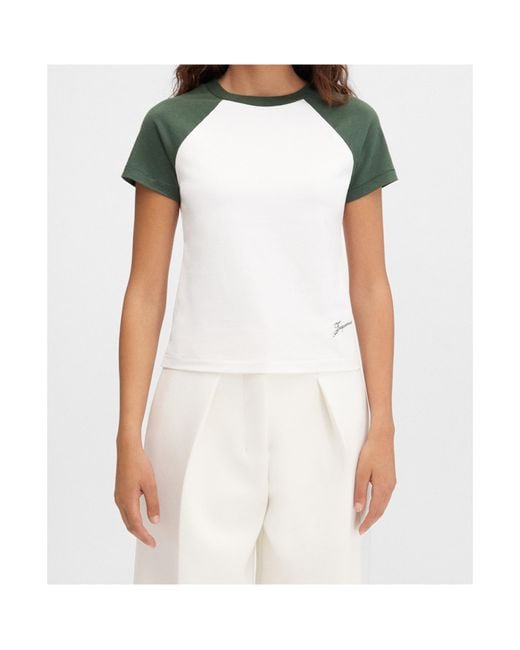 Jacquemus Green Cropped T-Shirt With Contrasting Raglan Sleeves