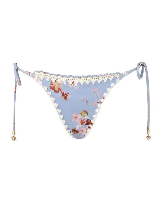 Zimmermann Blue Awaken Crochet Edge Tied Bikini Bottoms