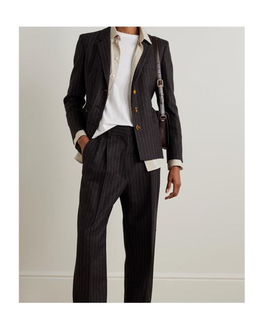 Blazé Milano Black Akira Pinstriped Wool And Cashmere-Blend Blazer