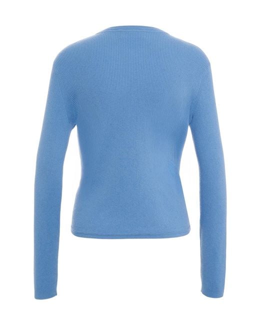 Lisa Yang Blue Crew-Neck Knit Cardigan