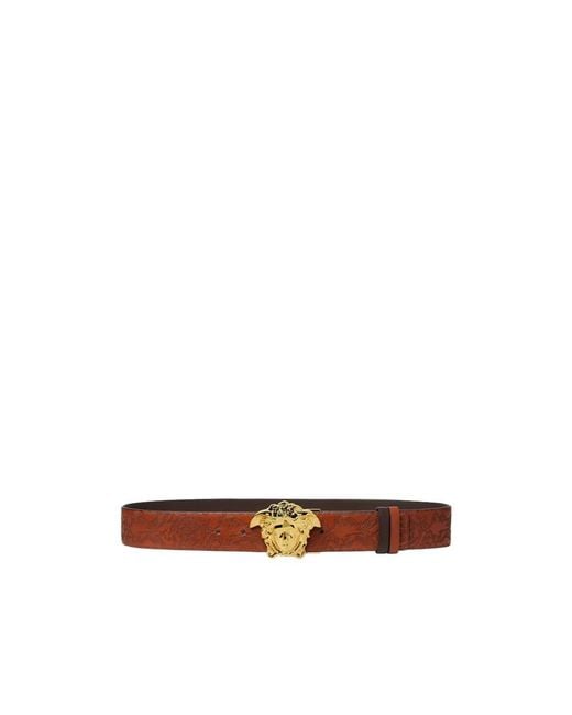 Versace Brown La Medusa Reversible Belt for men