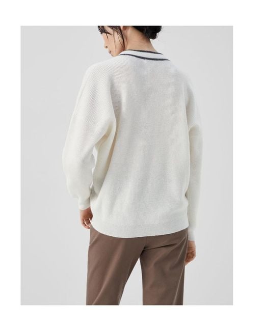 Brunello Cucinelli Gray Monili-Embellished Wool-Blend Jumper