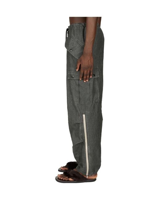 Dries Van Noten Gray Drawstring Cargo Pants for men