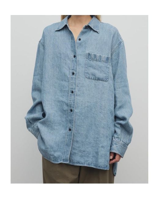 The Row Blue Nesson Button-Up Denim Shirt