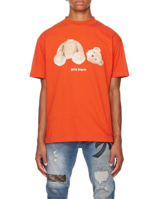 Palm Angels Orange Bear Short-Sleeve T-Shirt for men