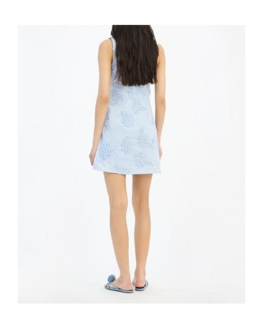 ROTATE BIRGER CHRISTENSEN Blue Floral Embroidered Mini Dress