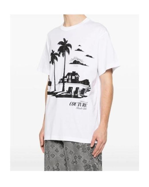 Versace White Jeans Couture Graphic Print T-Shirt for men