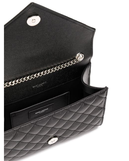 Saint Laurent Black Envelope Matelassé Small Crossbody Bag