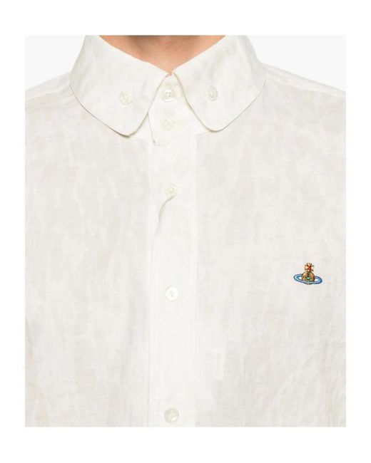 Vivienne Westwood White Orb Embroidered Shirt for men