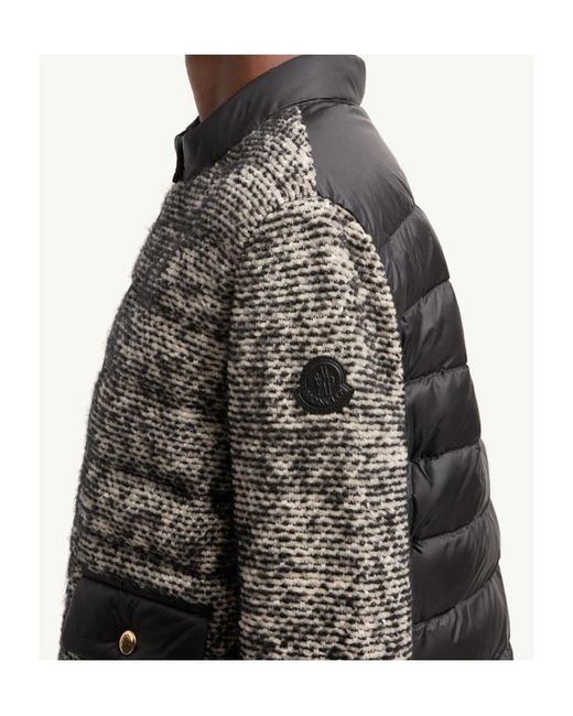 Moncler Gray Wool Alpaca Blend Padded Zip-Up Cardigan