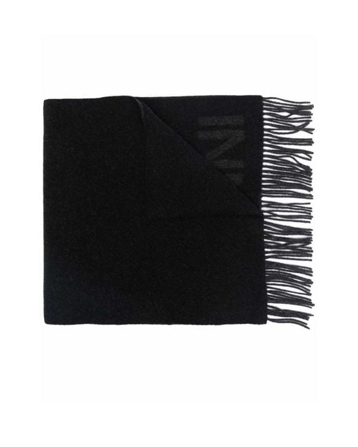 Ganni Black Fringed Scarf